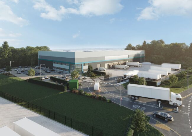 A CGI of a proposed new logistics hub in Stoke on Trent.