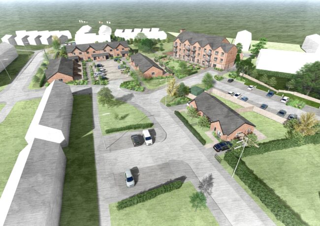 Cross Street Newcastle under Lyme artists impression aerial