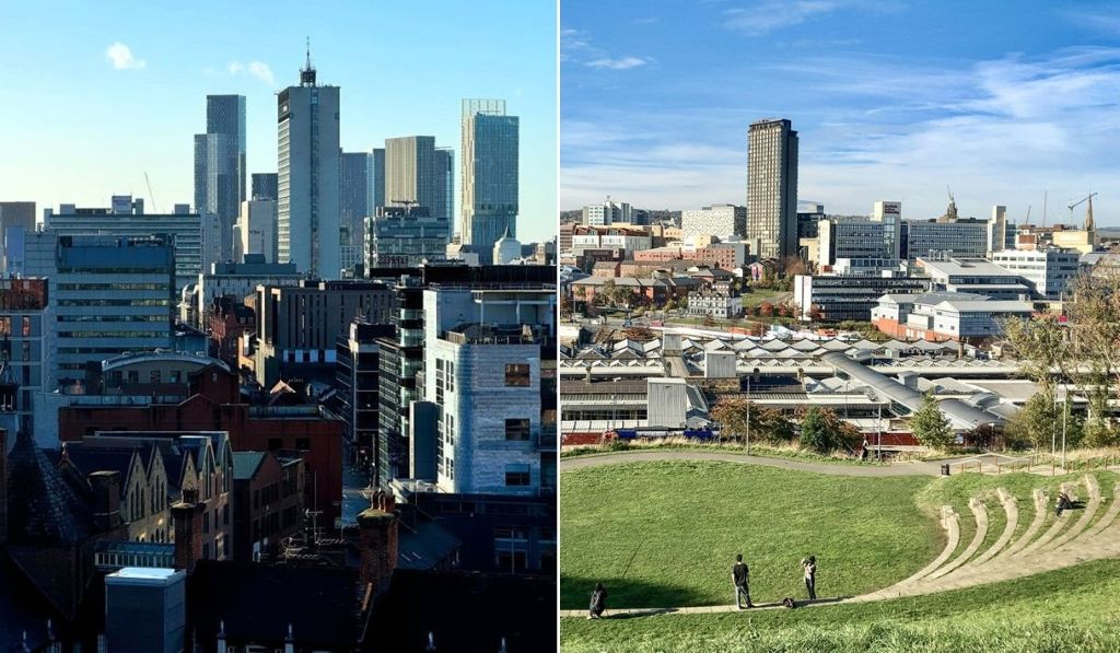 Manchester Sheffield collage, c PNW and BEN ELLIOTT on Unsplash