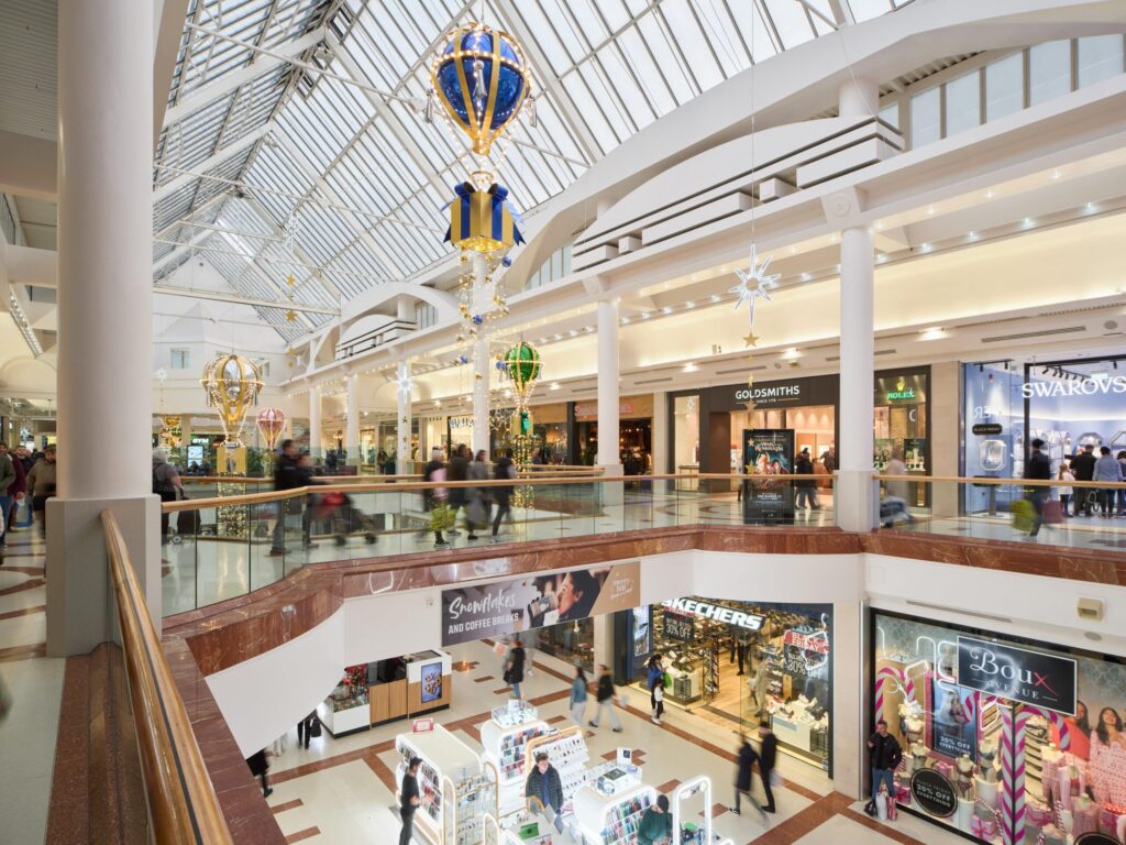 An internal view of Merry Hill Shopping Centre, Brierley Hill.
