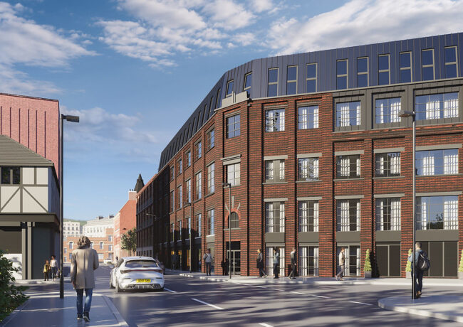 A CGI rendering of a proposed new residential development in the former Nightingale Works in Birmingham