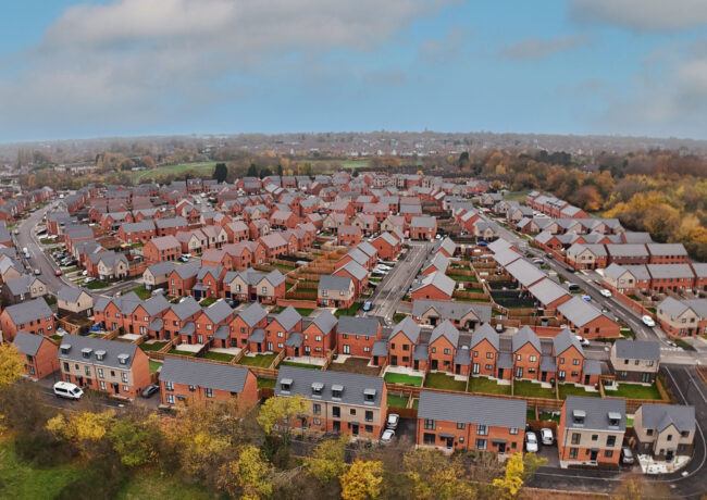 An aerial view of the Primrose Lodge regeneration scheme in Walsall.