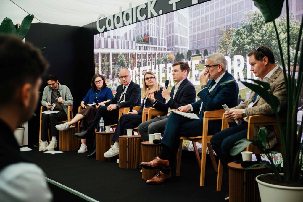 The Midlands viability discussion panel mid-discussion at UKREiiF. Credit: Caddick/Moda