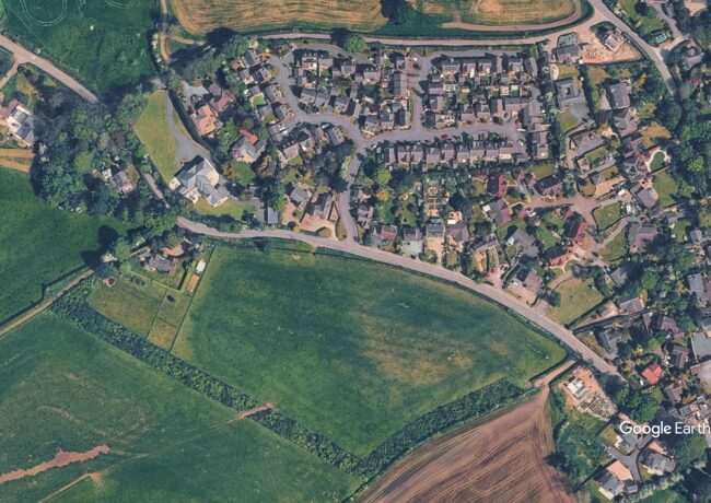 An aerial image of Woore