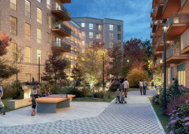 An artists impression of a proposed redevelopment plan for Druids Heath, Birmingham