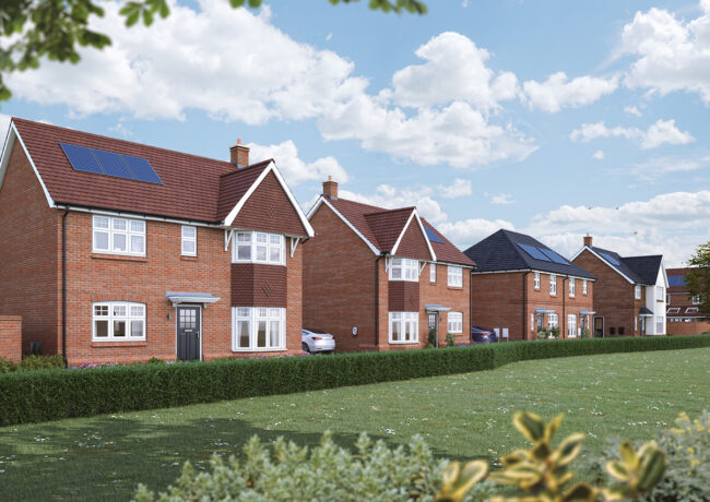 A street scene CGI of the proposed Eastern Green scheme in Coventry.