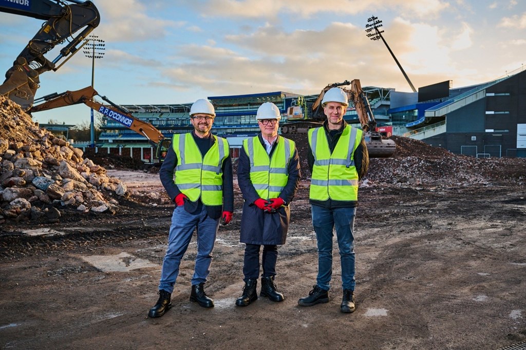 Richard Parker, Mayor of the West Midlands, with Levy chief executive Jon Davies and Craig Flindall, strategy director, Edgbaston Stadium