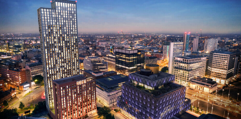 An artists impression of the Edition Birmingham development near Centenary Square