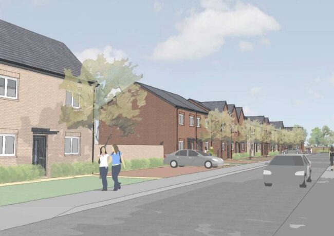A CGI image of a new housing development in Wednesbury