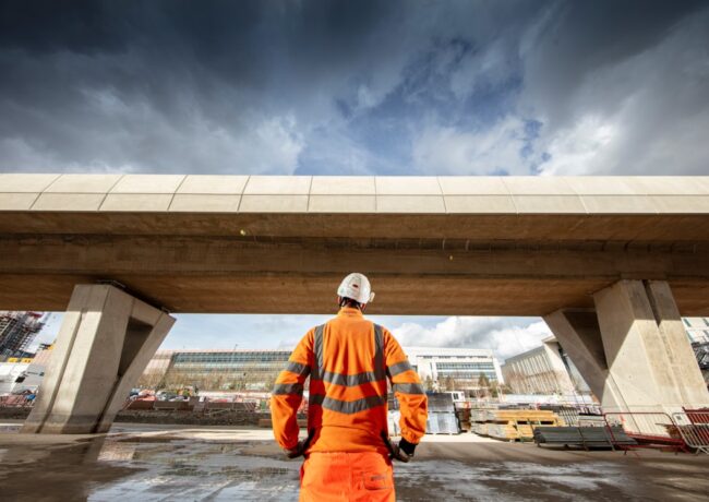 General view of a new viaduct being built as part of HS2 in Birmingham