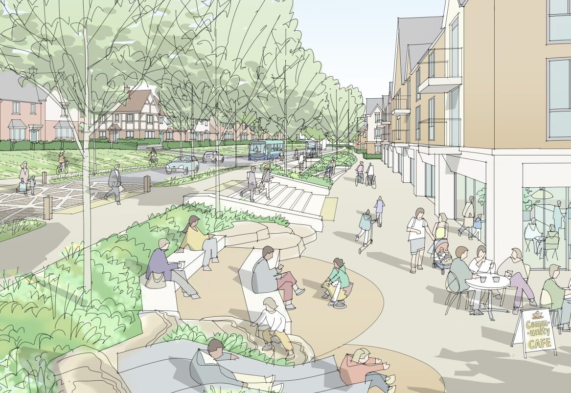 A CGI graphic of a proposed new development in Leominster