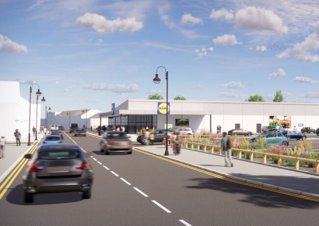 A visual CGI of a proposed new Lidl in Bilston