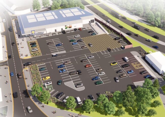 A visual CGI of a proposed new Lidl in Bilston