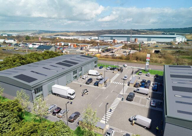 A CGI of a proposed trade park at Markham Vale