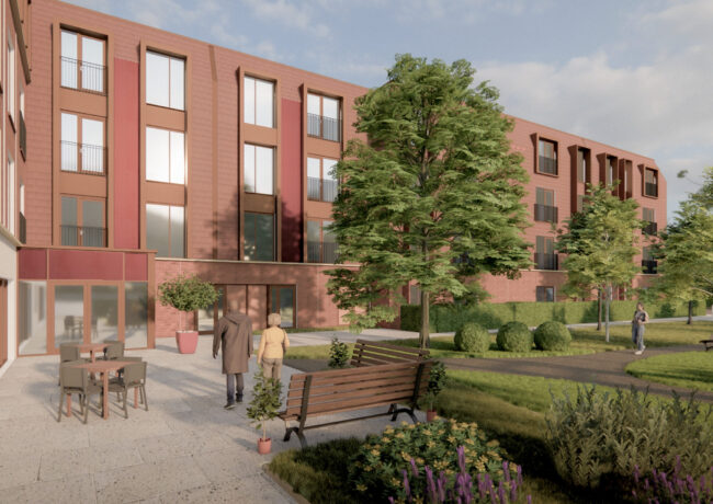 A CGI of how a proposed extra care home development in Shrewsbury