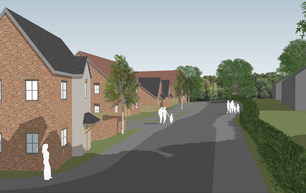 A visual of a planned new development of homes in Meriden