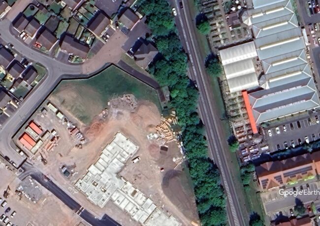 An aerial view of a proposed care home in Newport, Shropshire