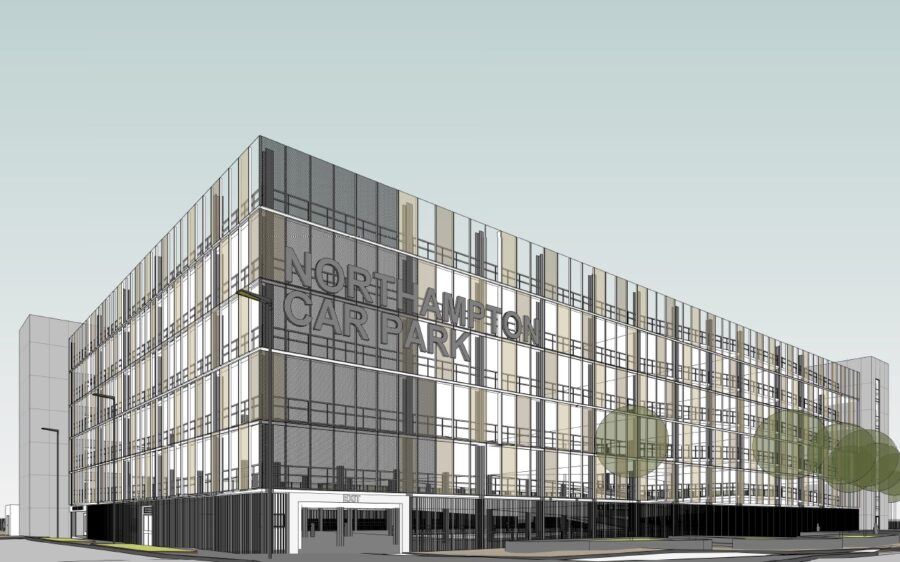 An artists impression of a proposed new development at Northampton Railway Station.