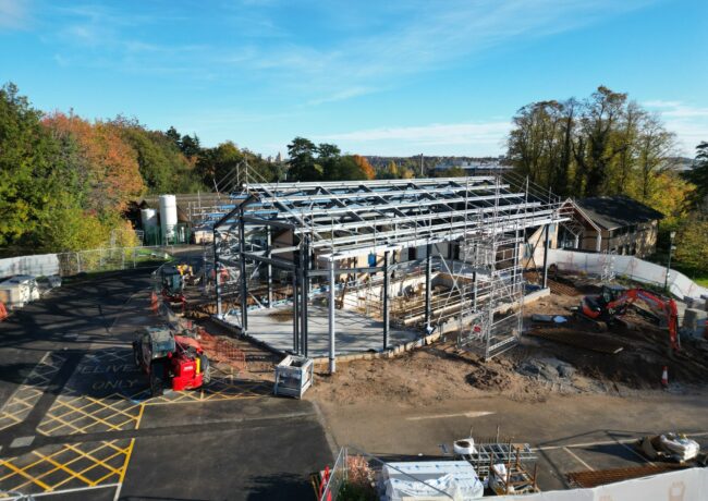 An aerial view of a new MRI scanner facility being built by GF Tomlinson in Nottingham