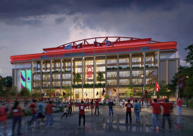 A CGI of a proposed redevelopment scheme at Notts Forest