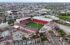 Aerial photograph of the City Ground taken from above Trent Bridge Cricket ground looking towards Meadow Lane and Eastcroft Incinerator