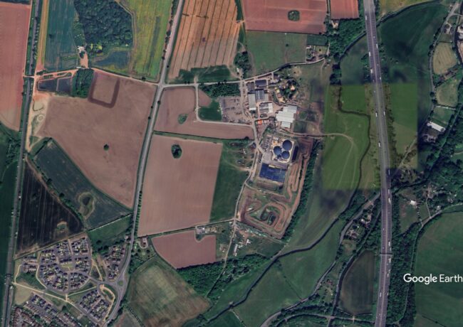 An aerial view of a planned 750-home development in Penkridge