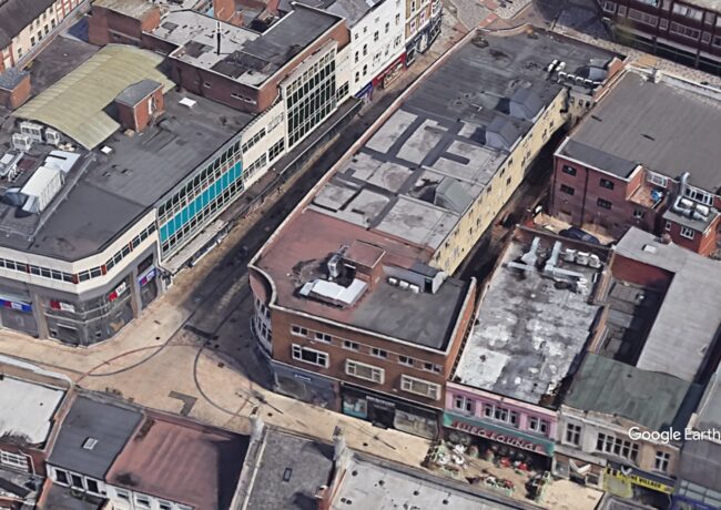 3d overhead view of Queen Street, Wolverhampton