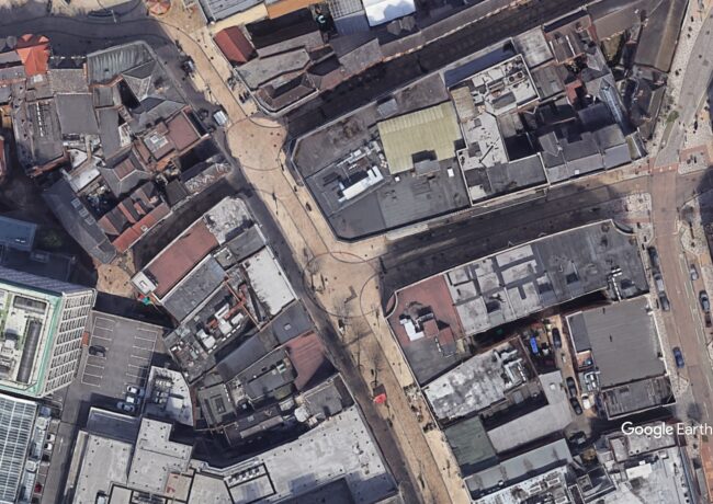 An aerial view of Queen Street in Wolverhampton