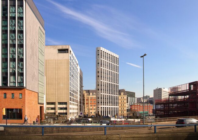 A CGI of a proposed student accommodation block on Swallow Street, Birmingham