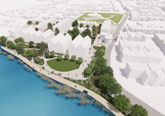 A CGI of a proposed affordable housing development at Tower Ballroom, Edgbaston.