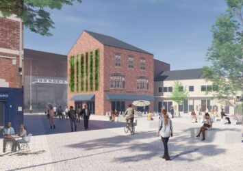 An artists impression of a regenerated Walsall town centre.