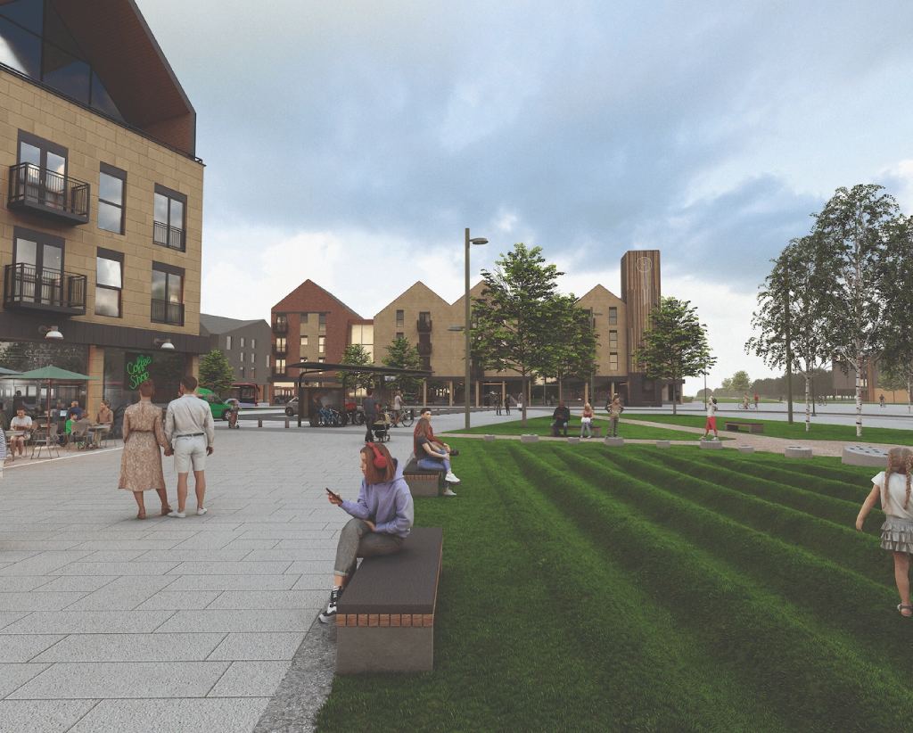 A CGI image of Wychavon new town